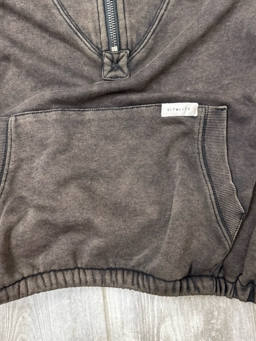 Ladies Vitality soft cropped Hooded Half-Zip Sweatshirt - Picture 2 of 7